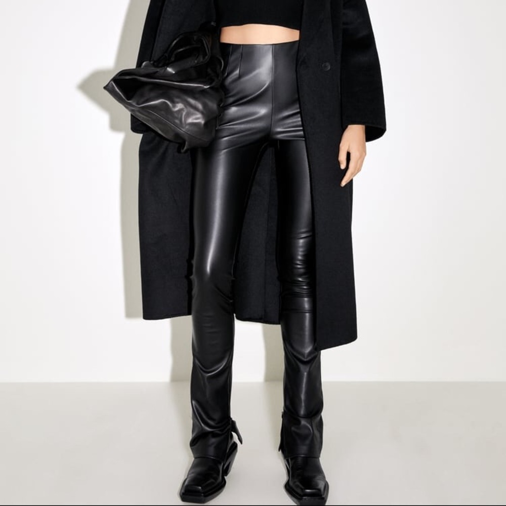 NWT Zara Extra Long Faux Leather Leggings